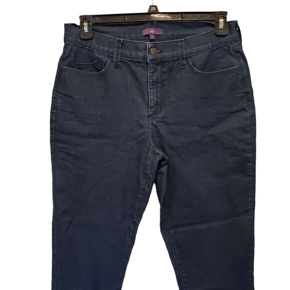 NYDJ Marilyn Straight Leg stretch Dark Navy Wash Jeans  Size 12 - Picture 7 of 9